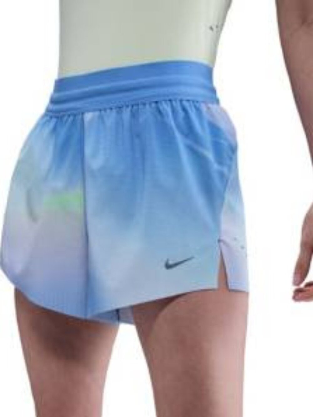 Nike Women's Swift Dri-FIT Mid-Rise 2.5" Running Shorts in Blue Tie-Dye